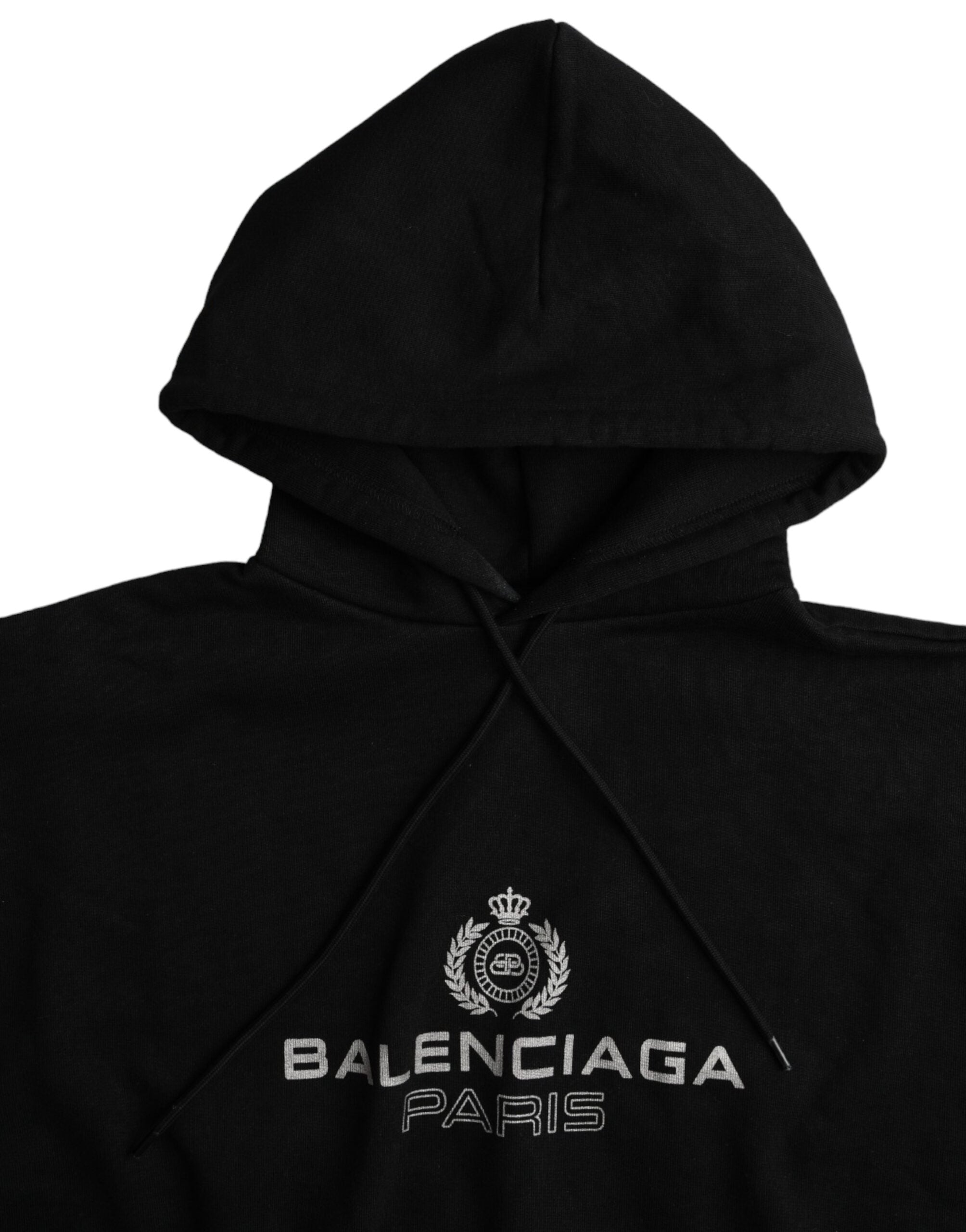 Balenciaga Suéter com capuz e logotipo de algodão preto