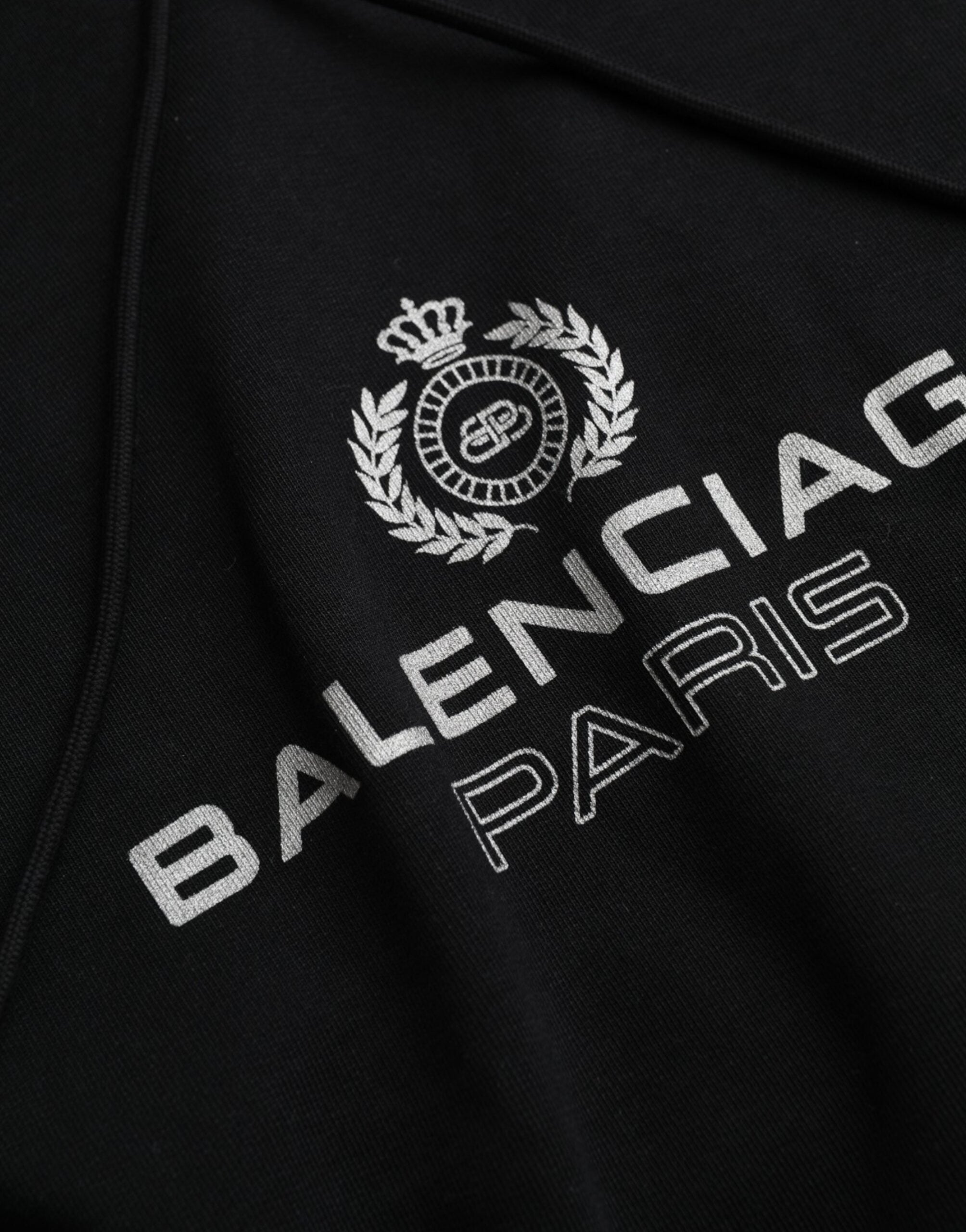 Balenciaga Suéter com capuz e logotipo de algodão preto