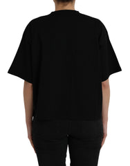 Camiseta Balenciaga preta de algodão com logotipo, gola redonda e manga curta