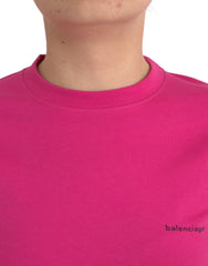 Camiseta Balenciaga de algodão rosa, gola redonda, manga curta
