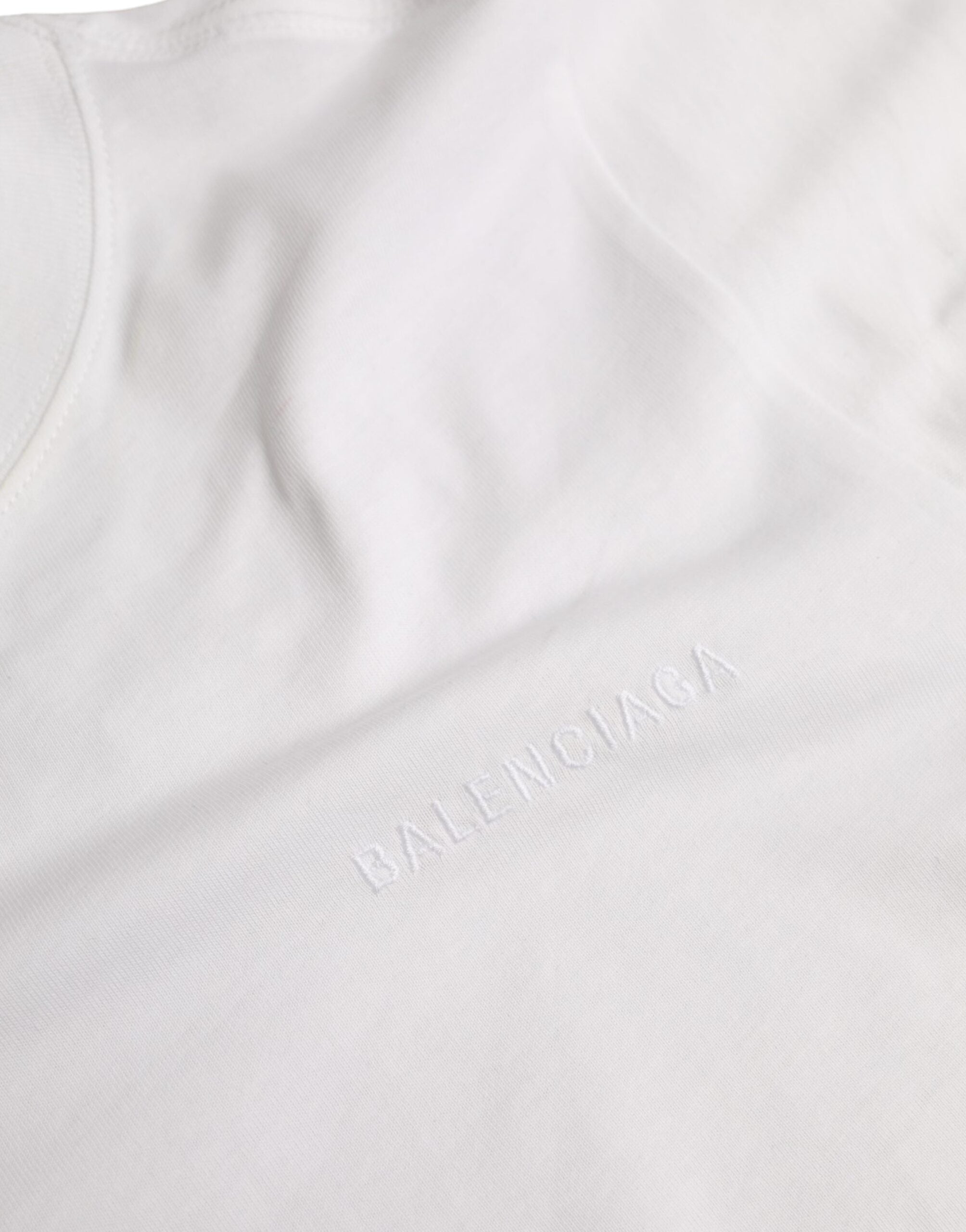 Camiseta Balenciaga de algodão branca, gola redonda, manga curta