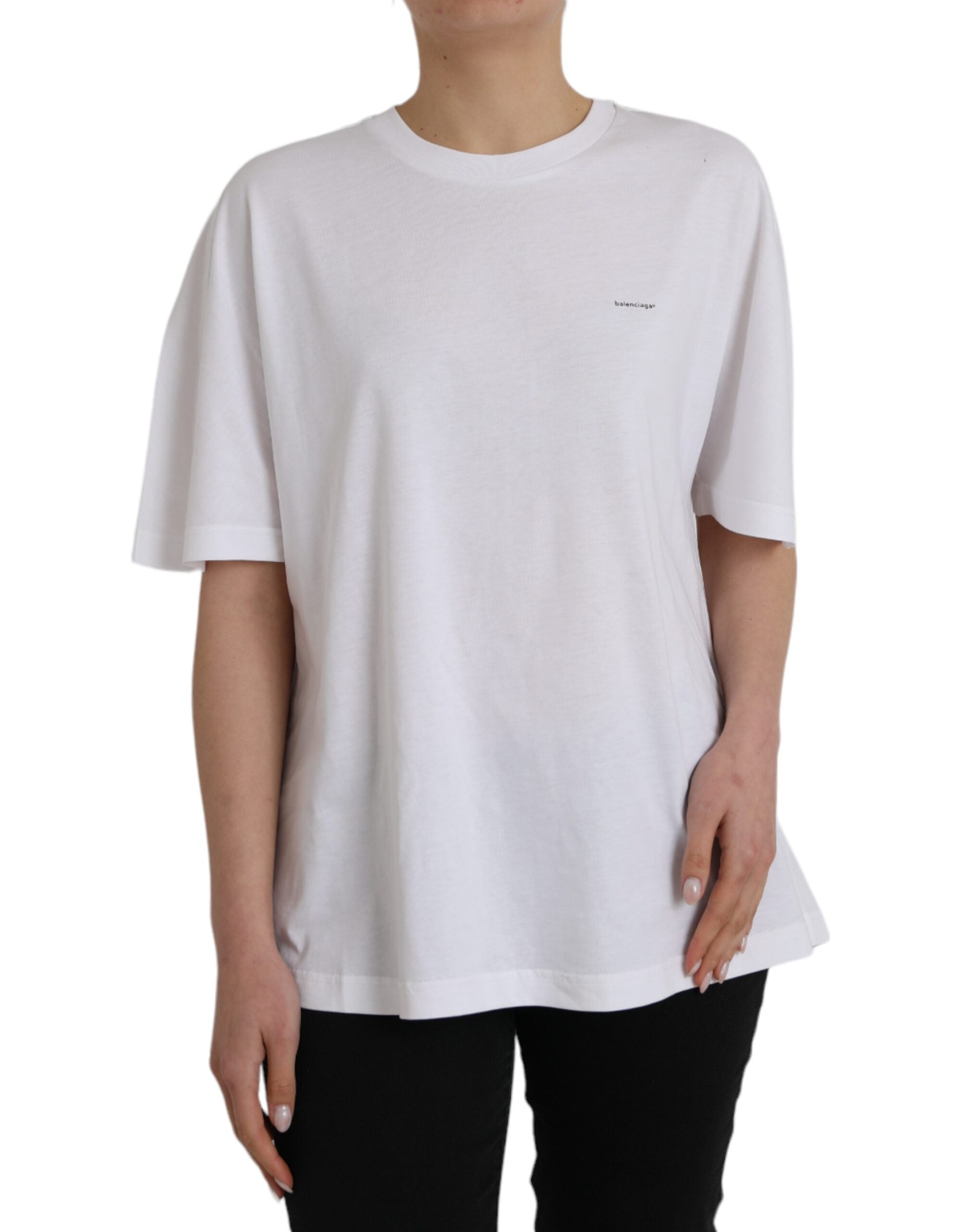 Camiseta Balenciaga de algodão branca, gola redonda, manga curta