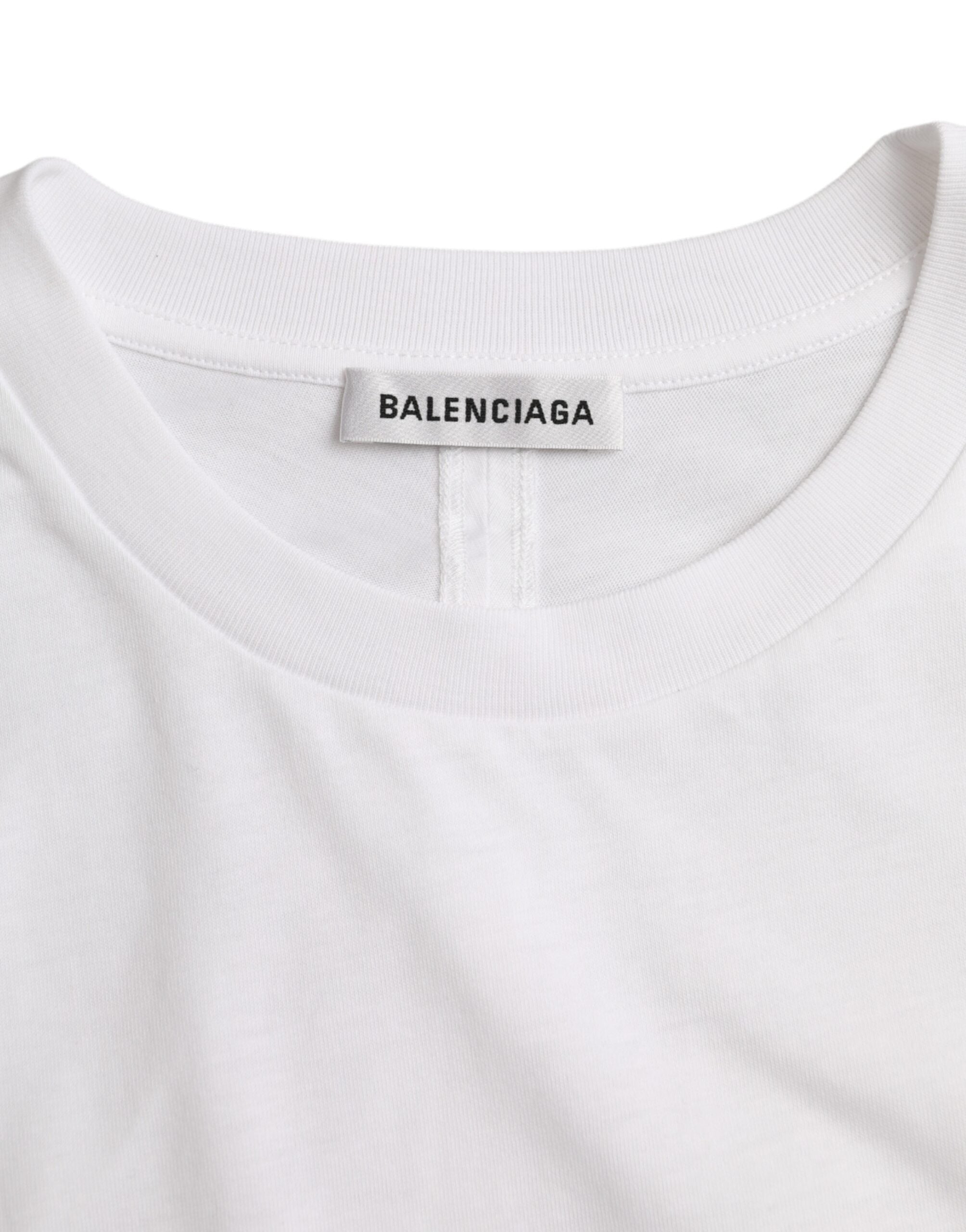 Camiseta Balenciaga de algodão branca, gola redonda, manga curta