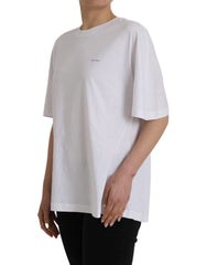 Camiseta Balenciaga de algodão branca, gola redonda, manga curta
