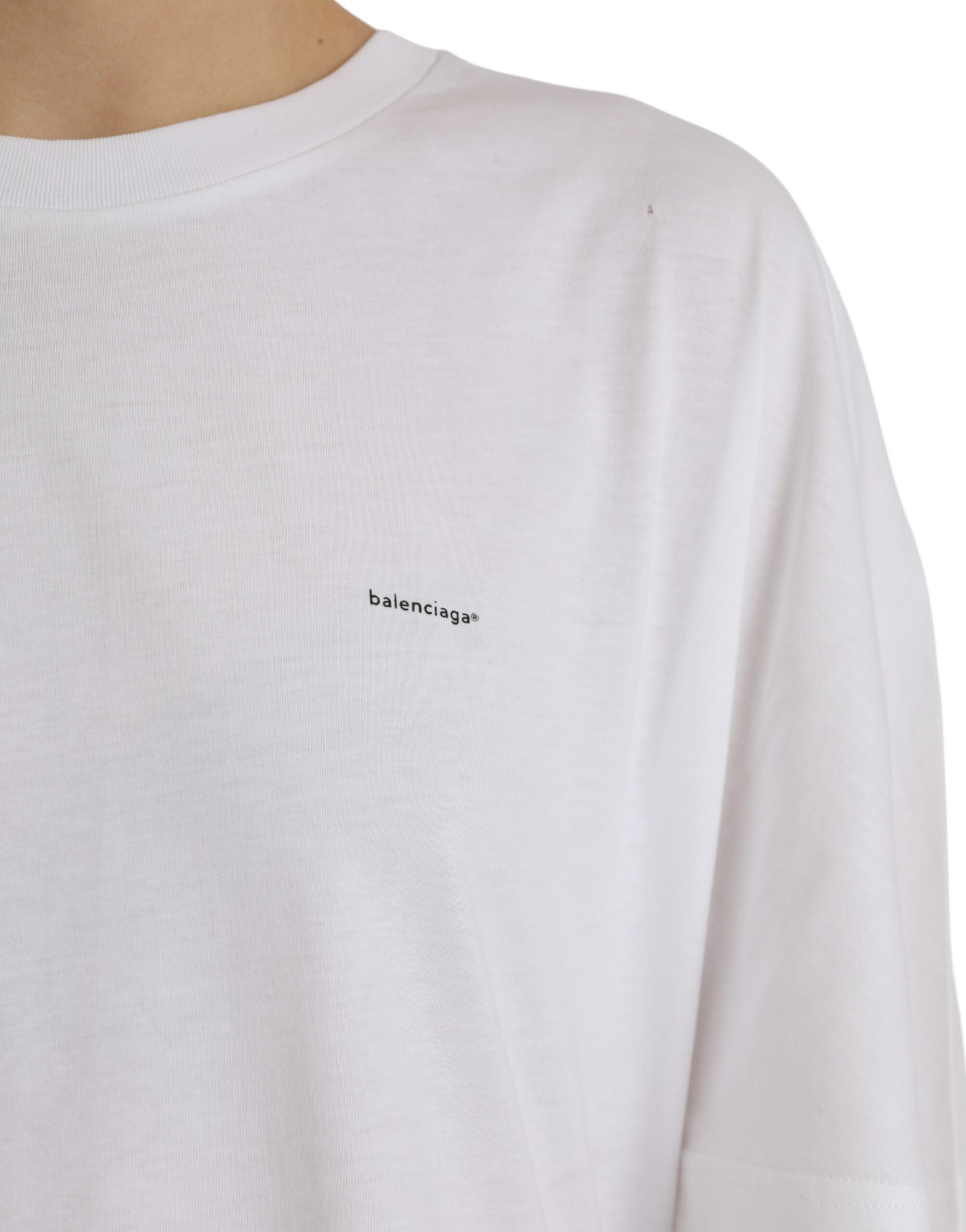 Camiseta Balenciaga de algodão branca, gola redonda, manga curta