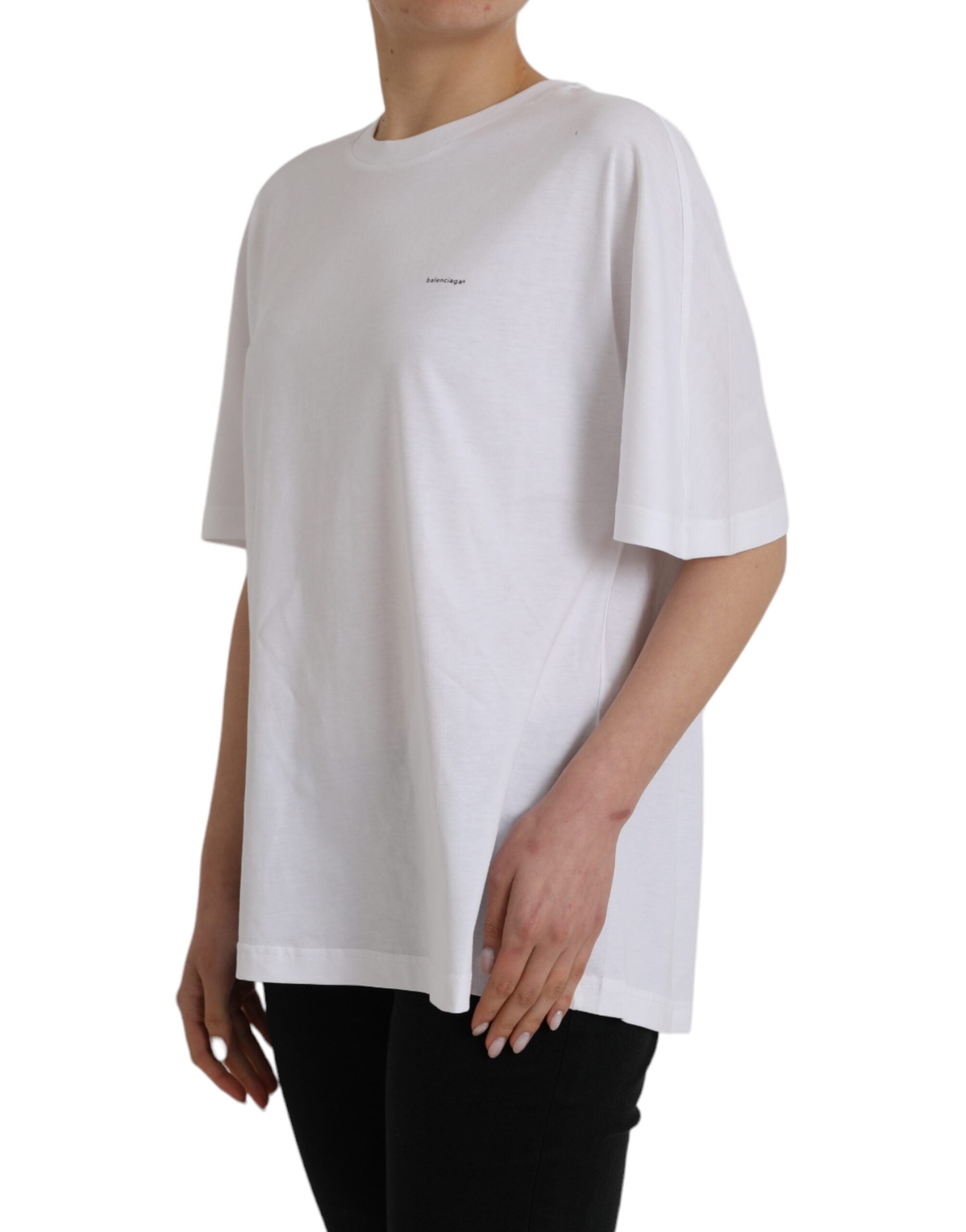 Camiseta Balenciaga de algodão branca, gola redonda, manga curta