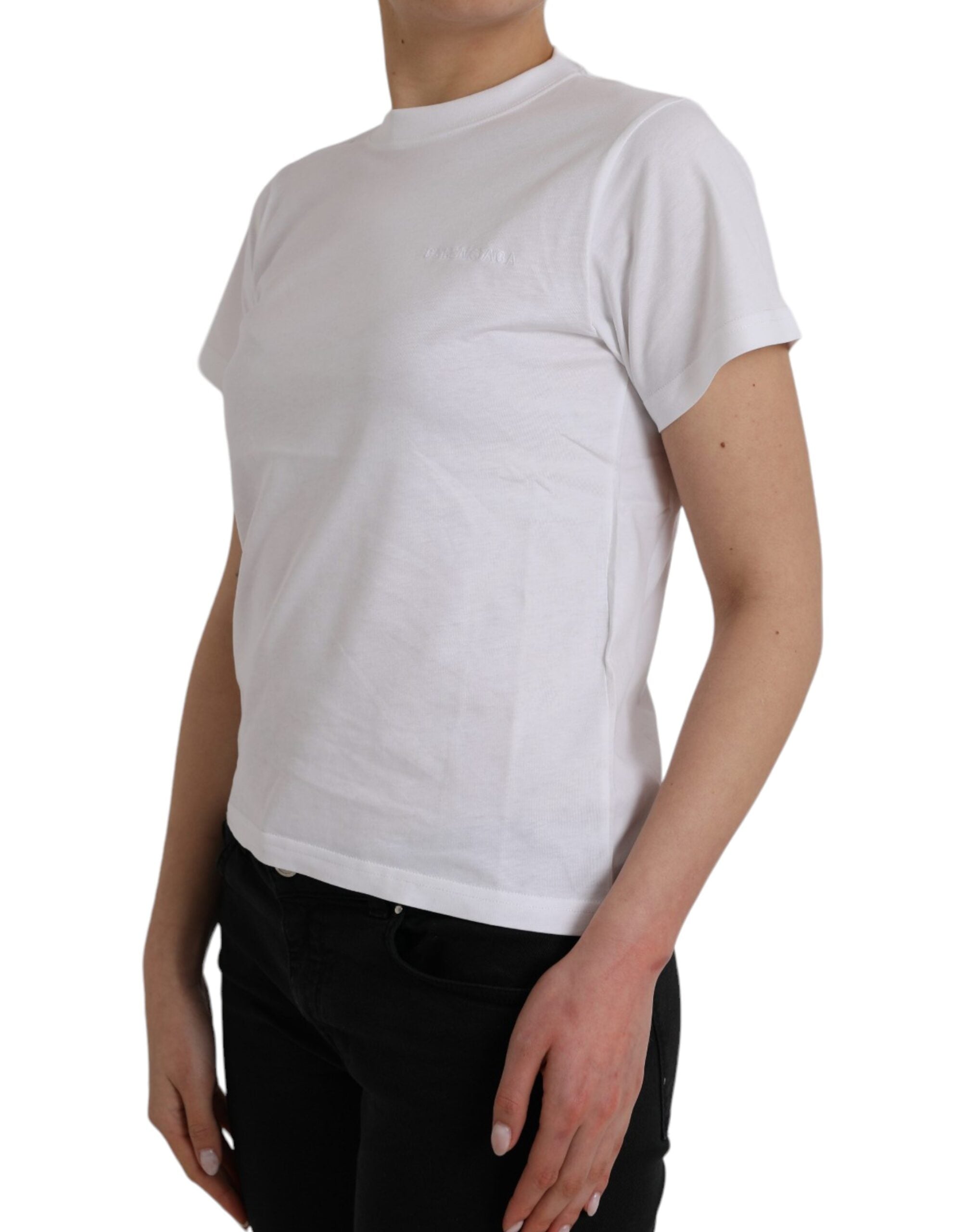 Camiseta Balenciaga de algodão branca, gola redonda, manga curta