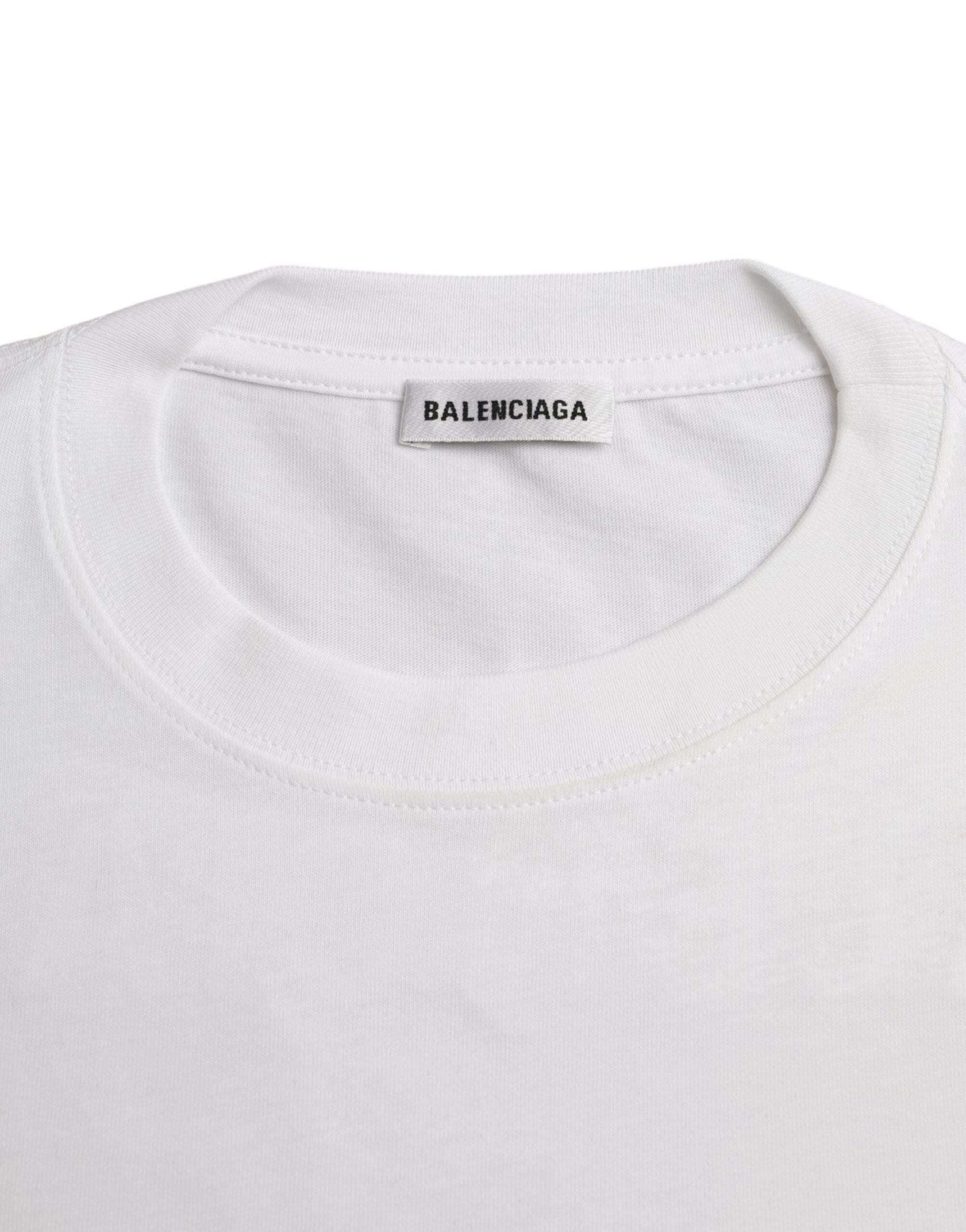 Camiseta Balenciaga de algodão branca, gola redonda, manga curta
