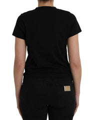 Camiseta Balenciaga preta de algodão com estampa de logotipo e gola redonda, manga curta