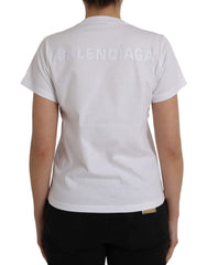 Camiseta Balenciaga de algodão branca, gola redonda, manga curta