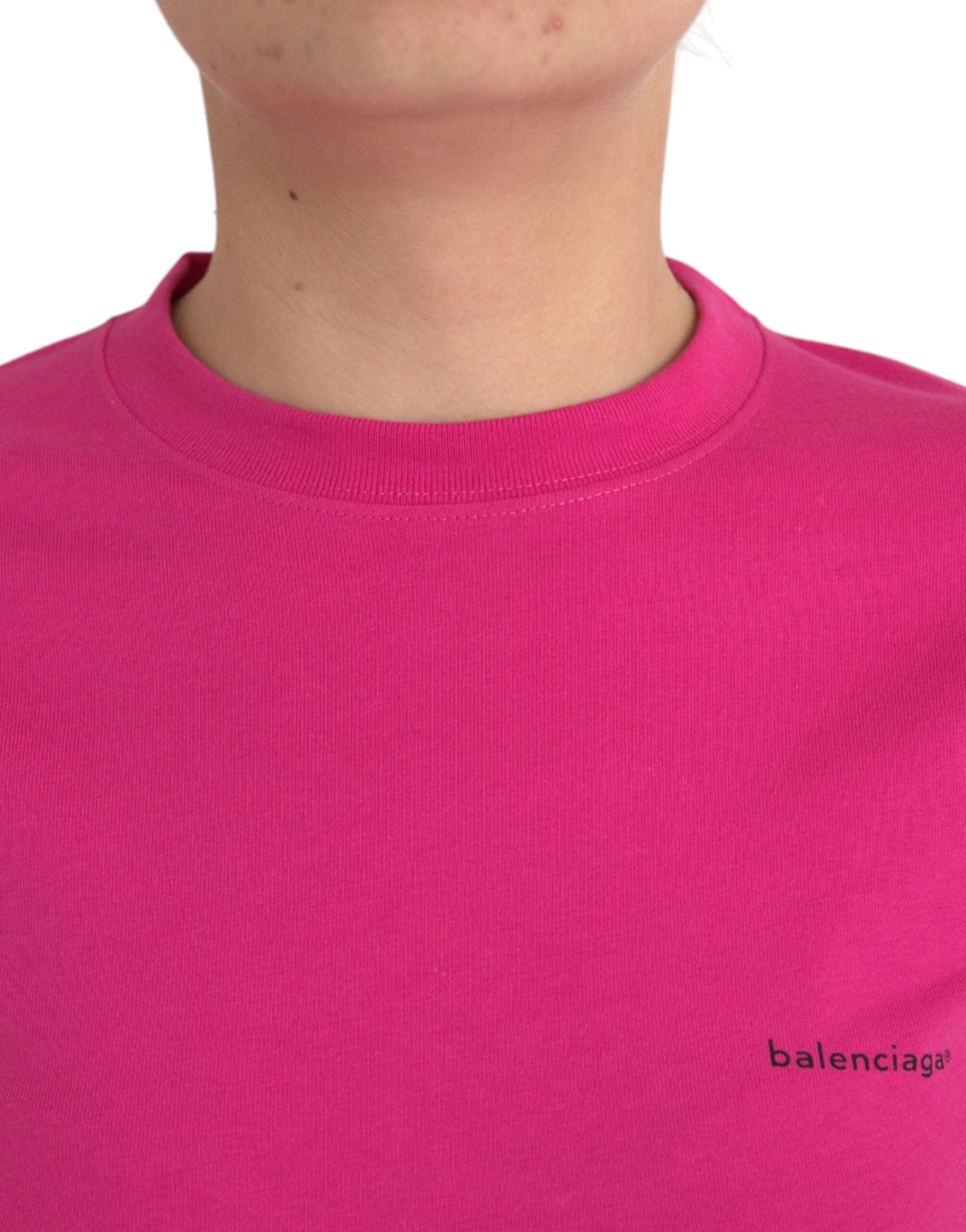 Camiseta Balenciaga de algodão rosa, gola redonda, manga curta
