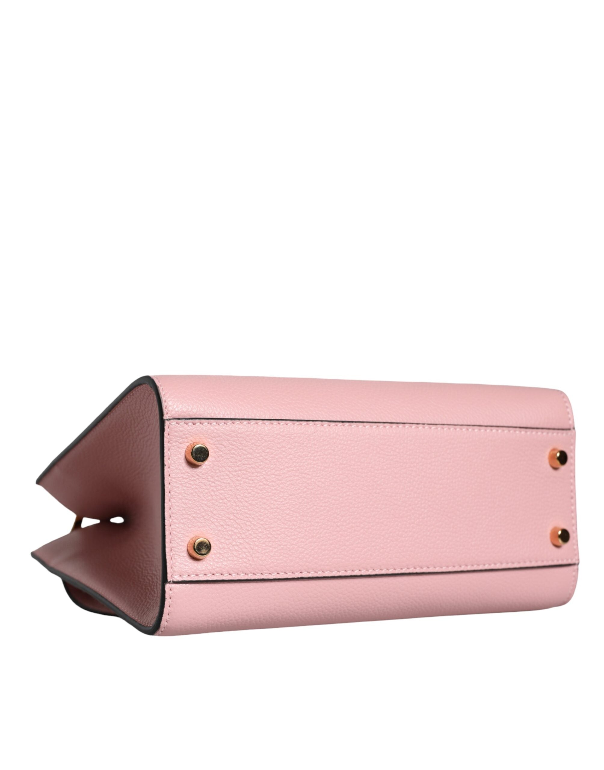 Bolsa transversal Versace rosa pequena com alça superior em couro de bezerro granulado