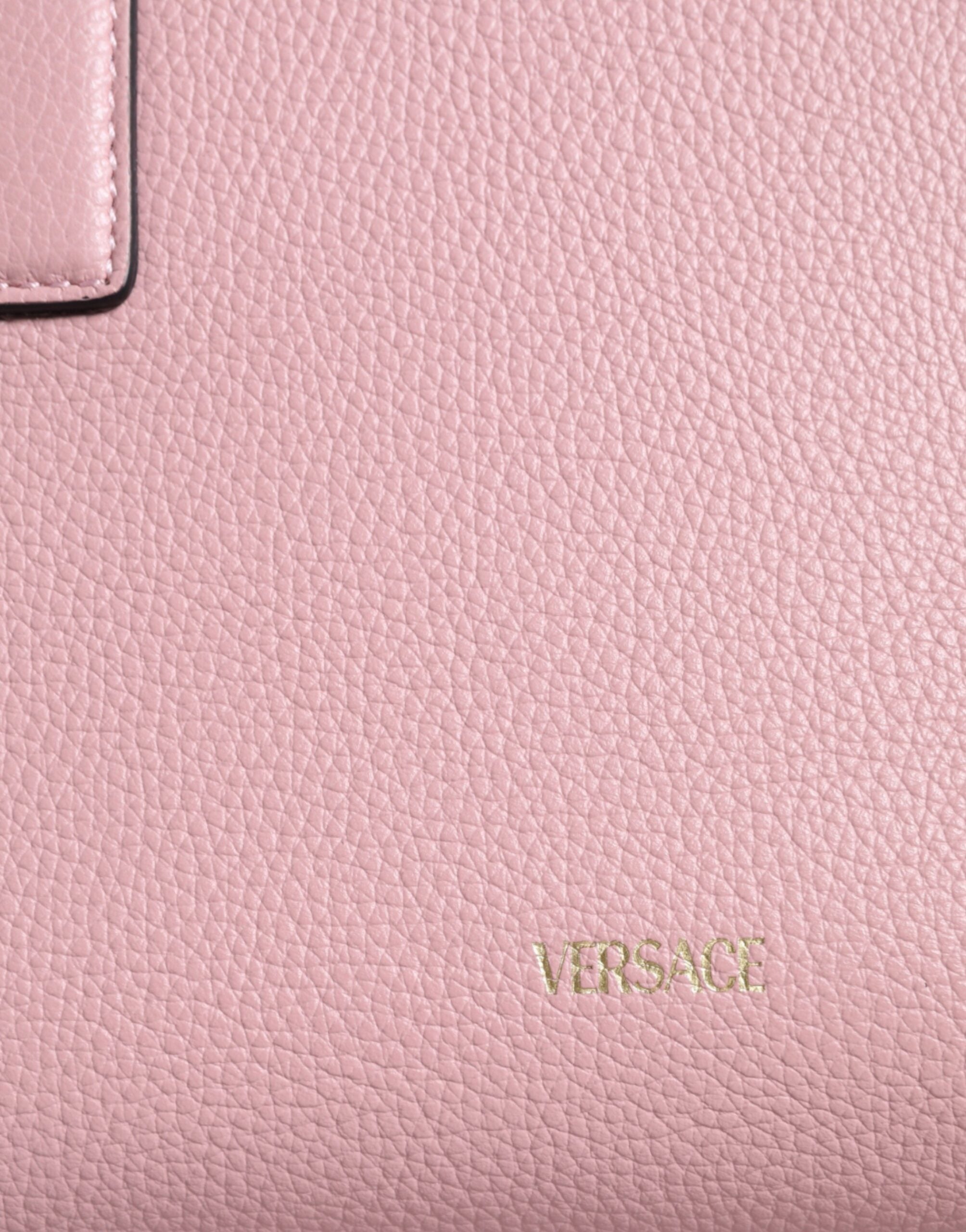 Bolsa transversal Versace rosa pequena com alça superior em couro de bezerro granulado