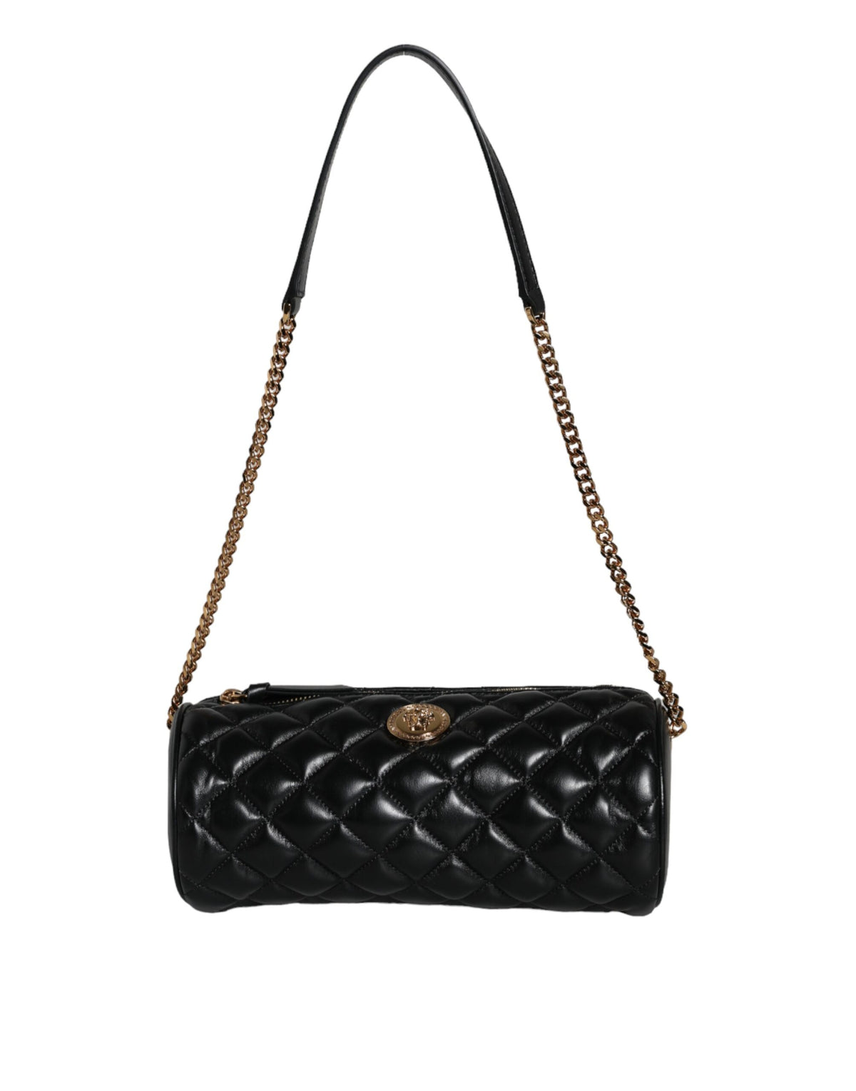 Bolsa tiracolo Versace preta mini em couro de cordeiro acolchoado