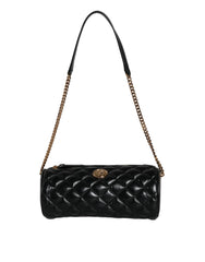 Bolsa tiracolo Versace preta mini em couro de cordeiro acolchoado