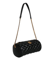 Bolsa tiracolo Versace preta mini em couro de cordeiro acolchoado