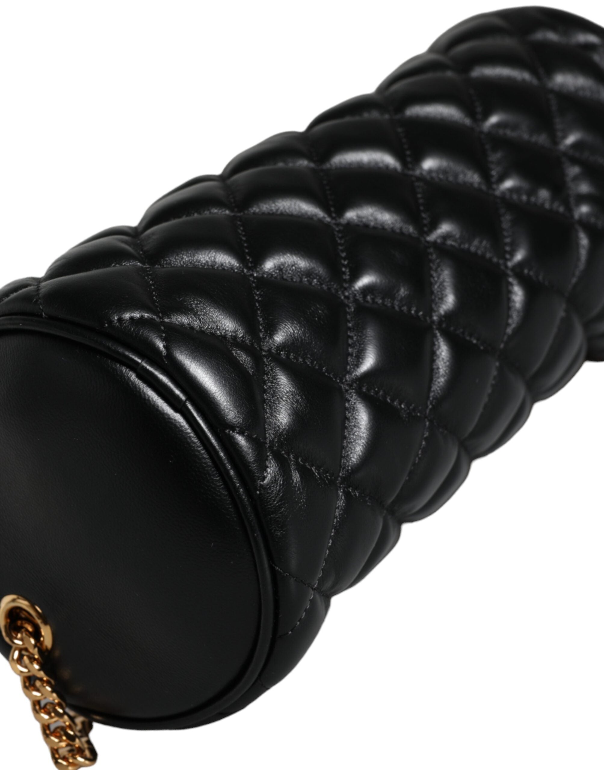 Bolsa tiracolo Versace preta mini em couro de cordeiro acolchoado