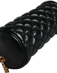 Bolsa tiracolo Versace preta mini em couro de cordeiro acolchoado