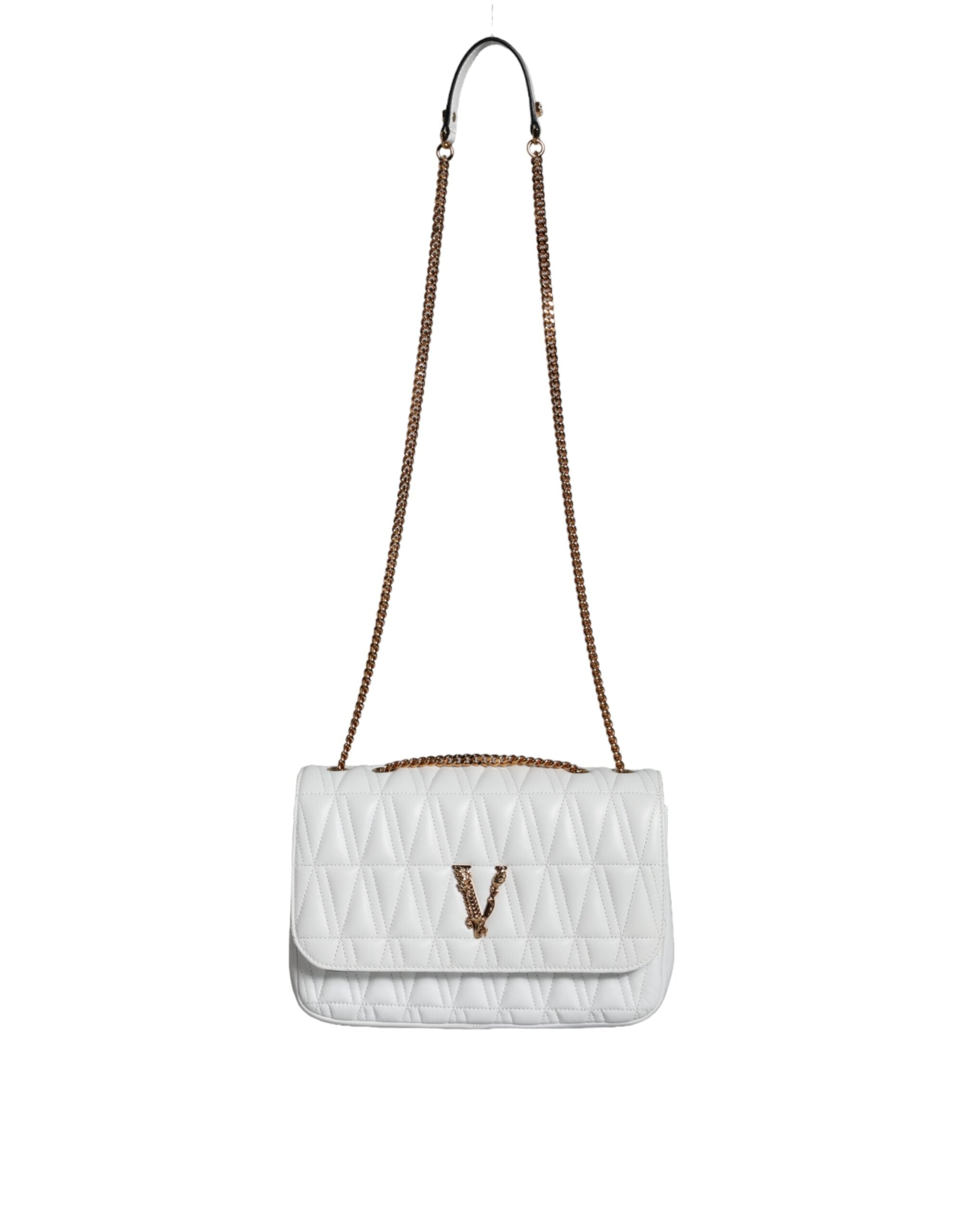 Bolsa de ombro transversal Versace Mini em couro napa branco