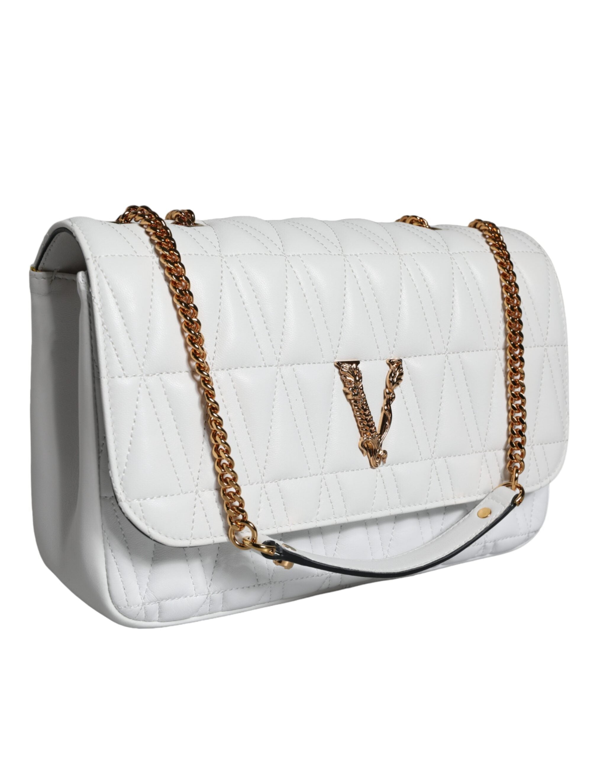 Bolsa de ombro transversal Versace Mini em couro napa branco