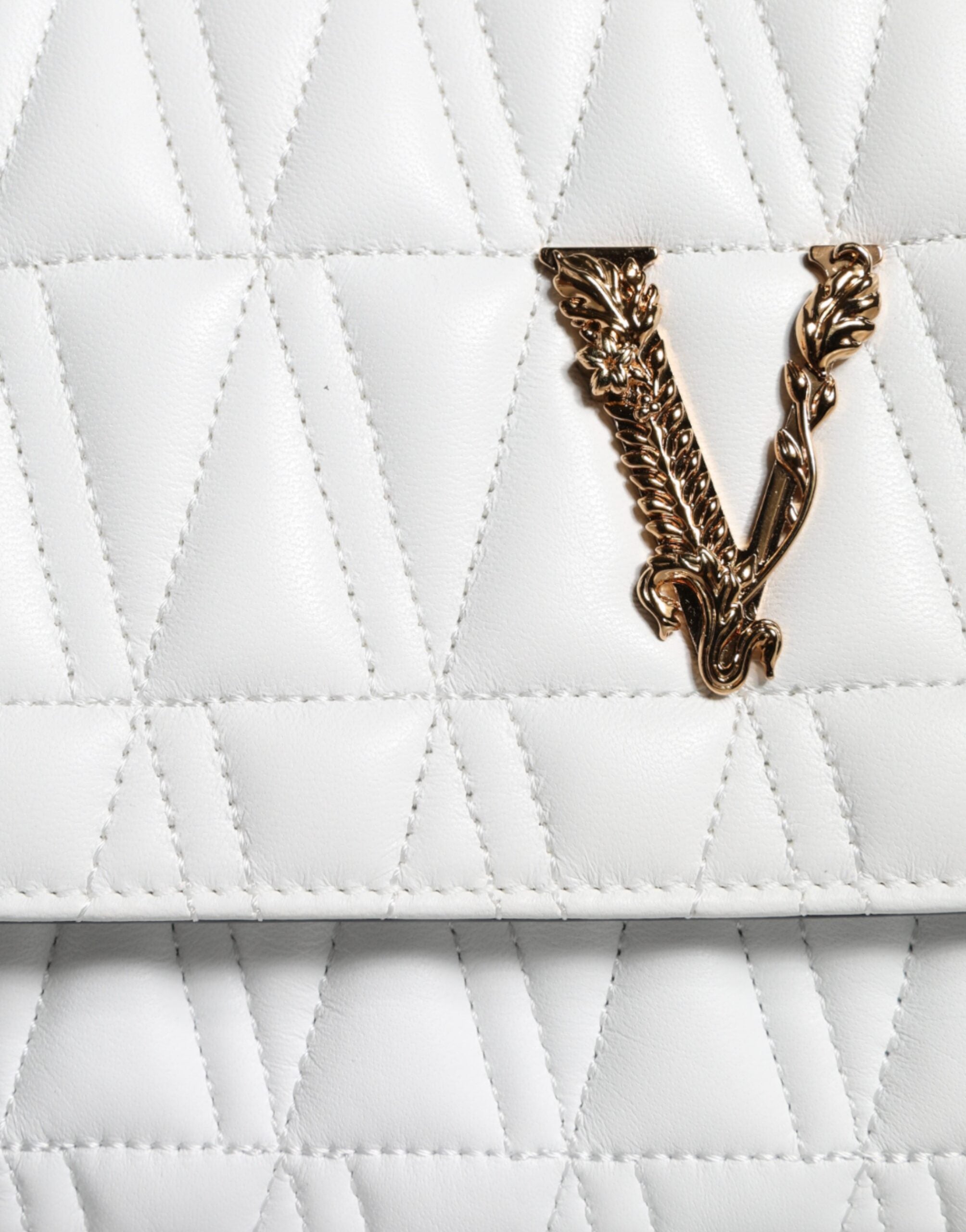 Bolsa de ombro transversal Versace Mini em couro napa branco