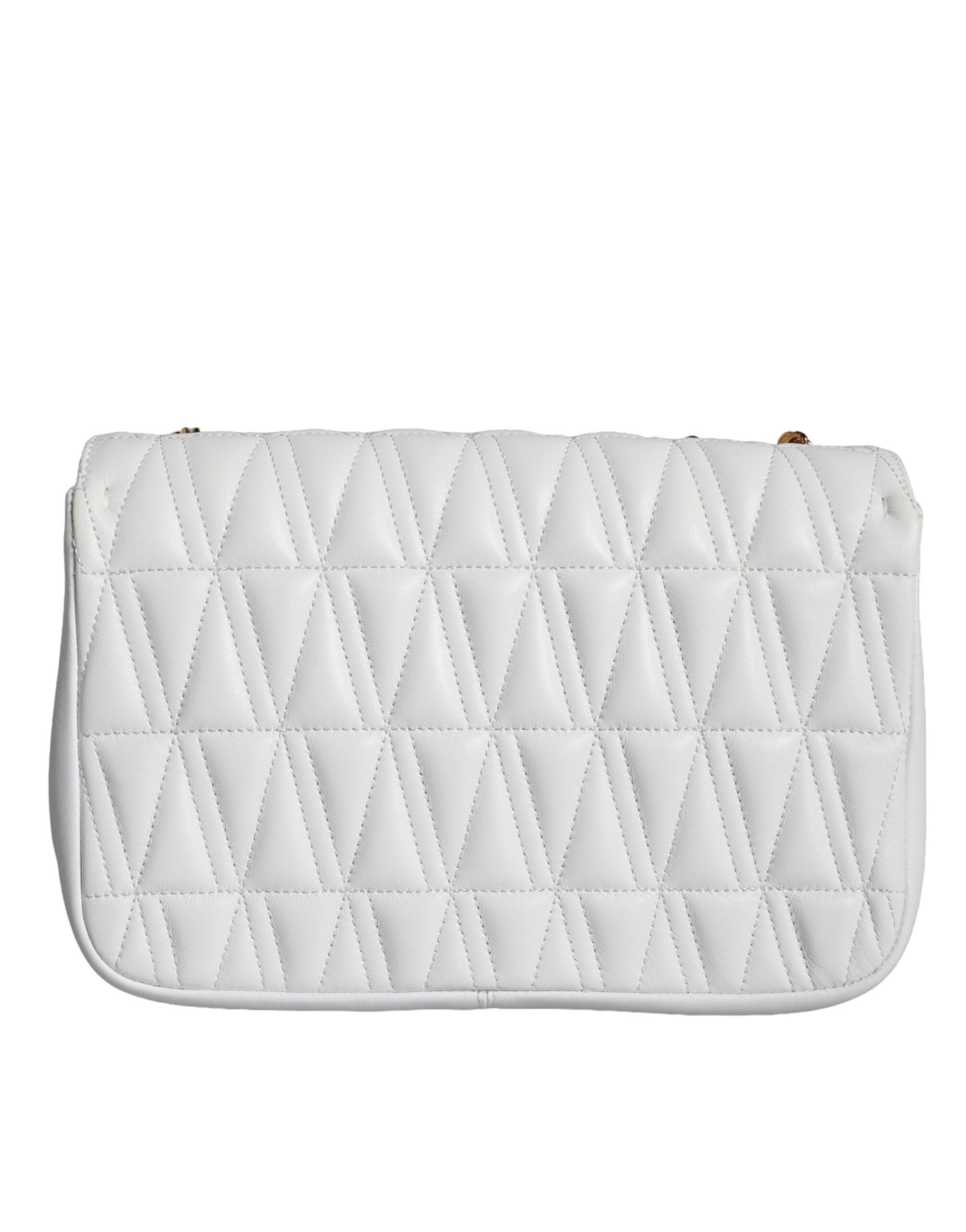 Bolsa de ombro transversal Versace Mini em couro napa branco