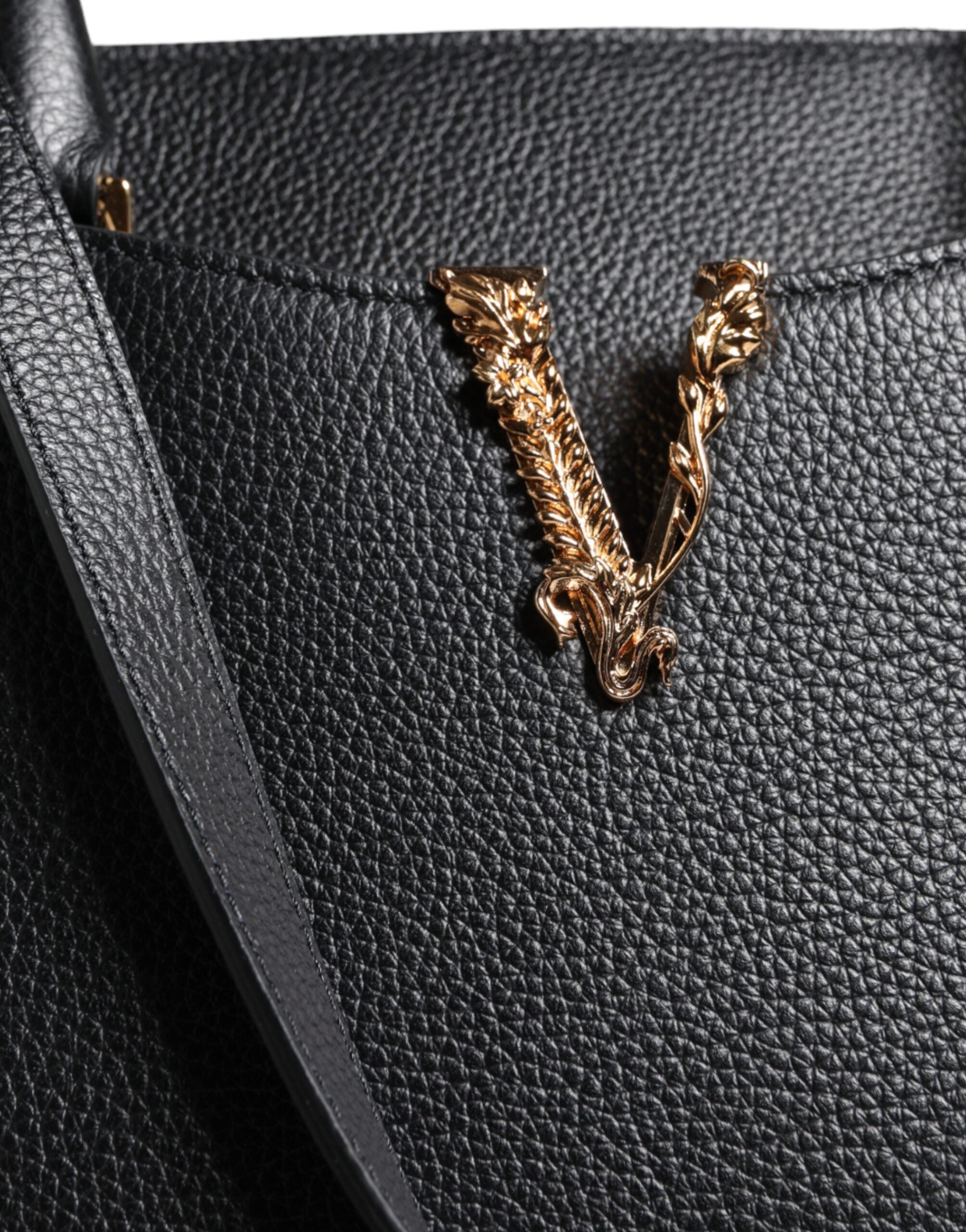 Bolsa transversal pequena de couro preta Versace com alça superior