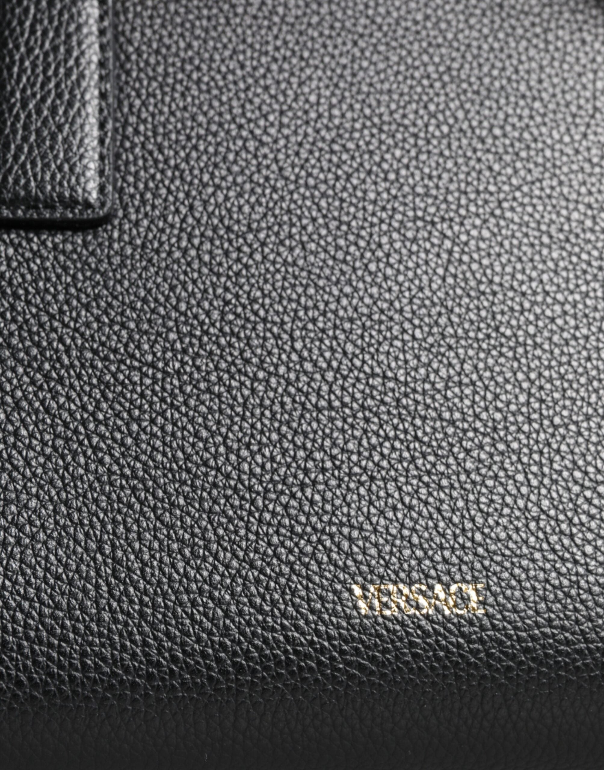 Bolsa transversal pequena de couro preta Versace com alça superior