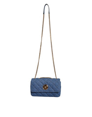 Bolsa de ombro transversal de couro jeans acolchoado azul Versace