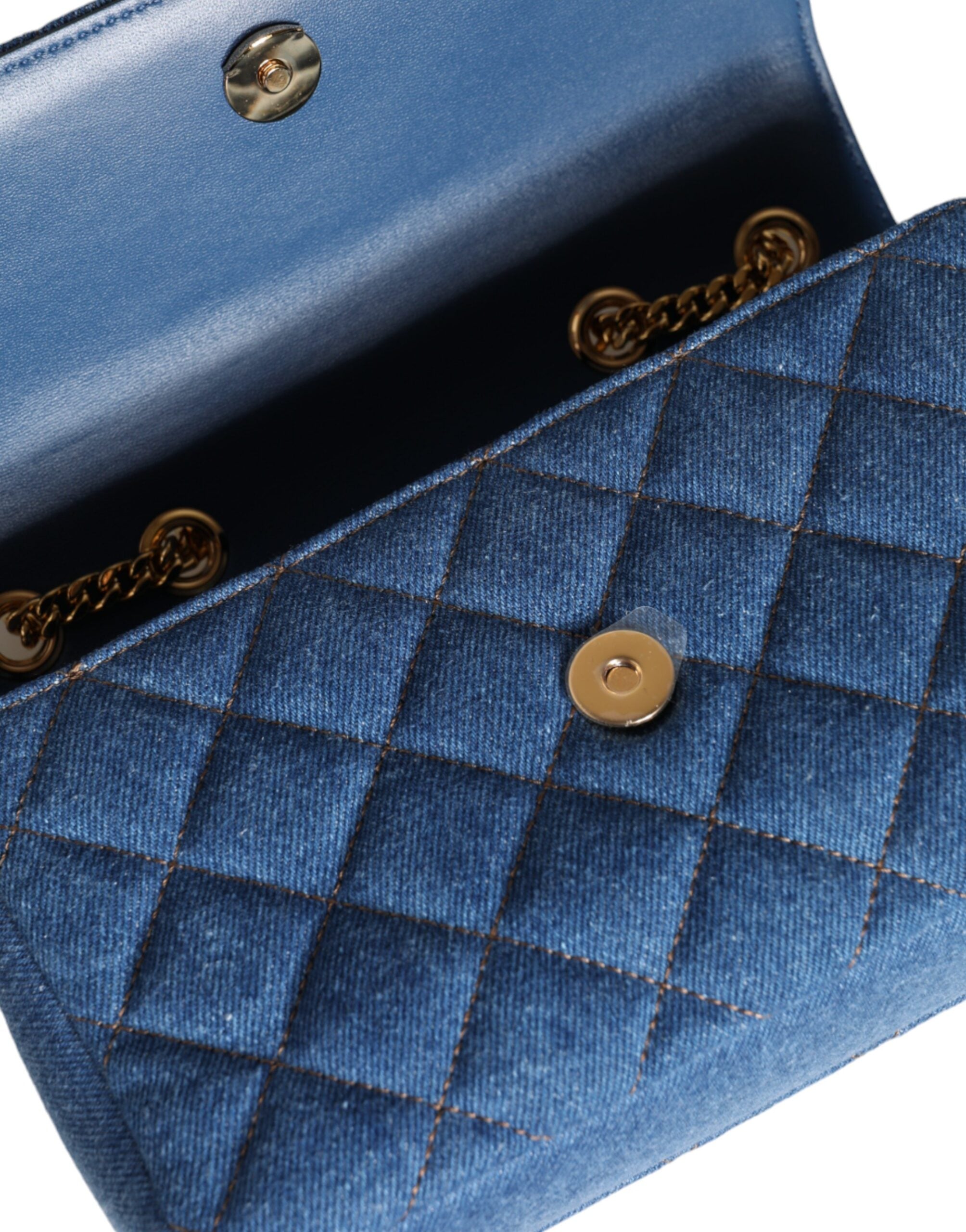 Bolsa de ombro transversal de couro jeans acolchoado azul Versace
