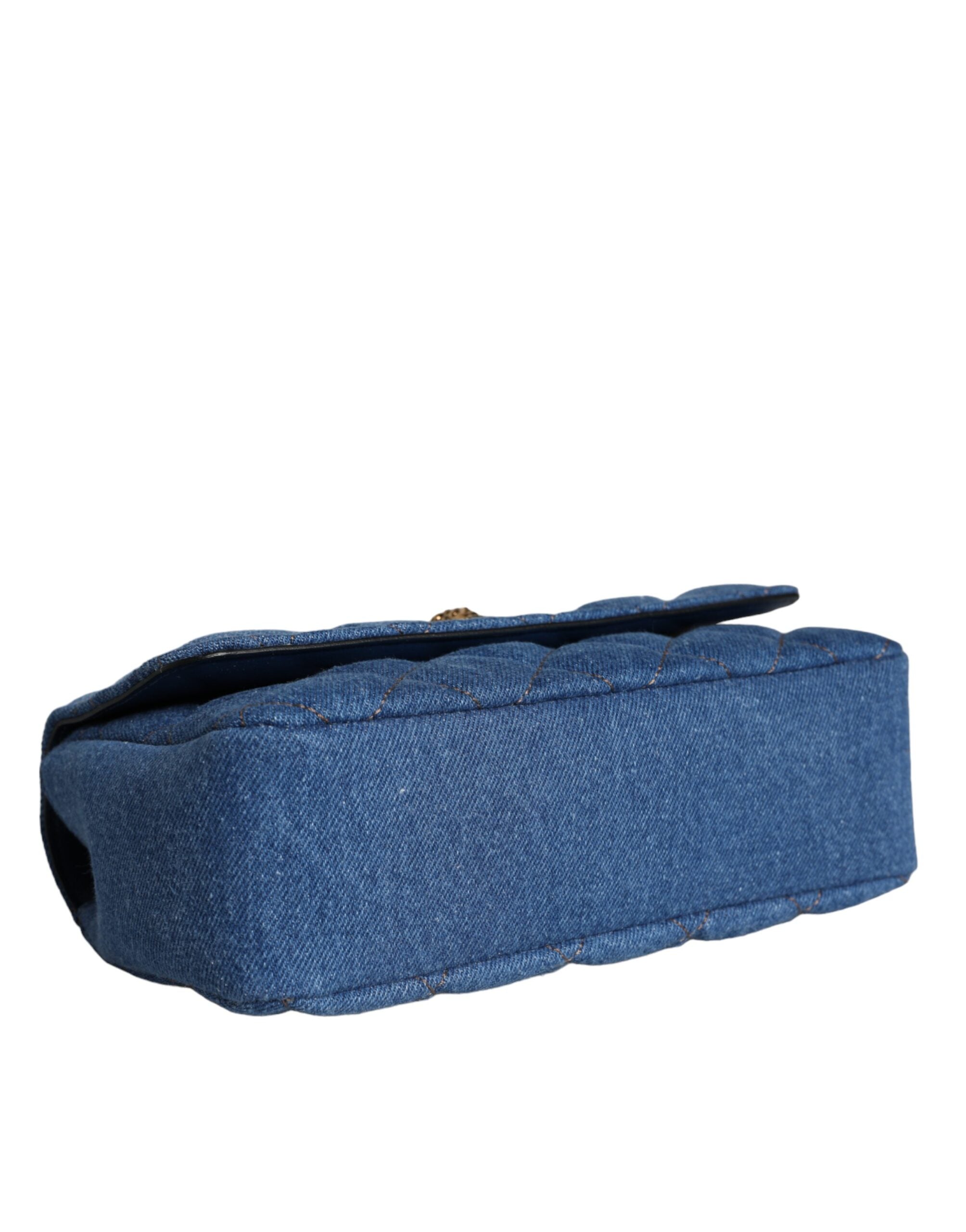 Bolsa de ombro transversal de couro jeans acolchoado azul Versace