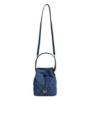 Bolsa de ombro transversal de couro jeans acolchoado azul Versace