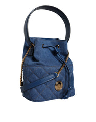 Bolsa de ombro transversal de couro jeans acolchoado azul Versace