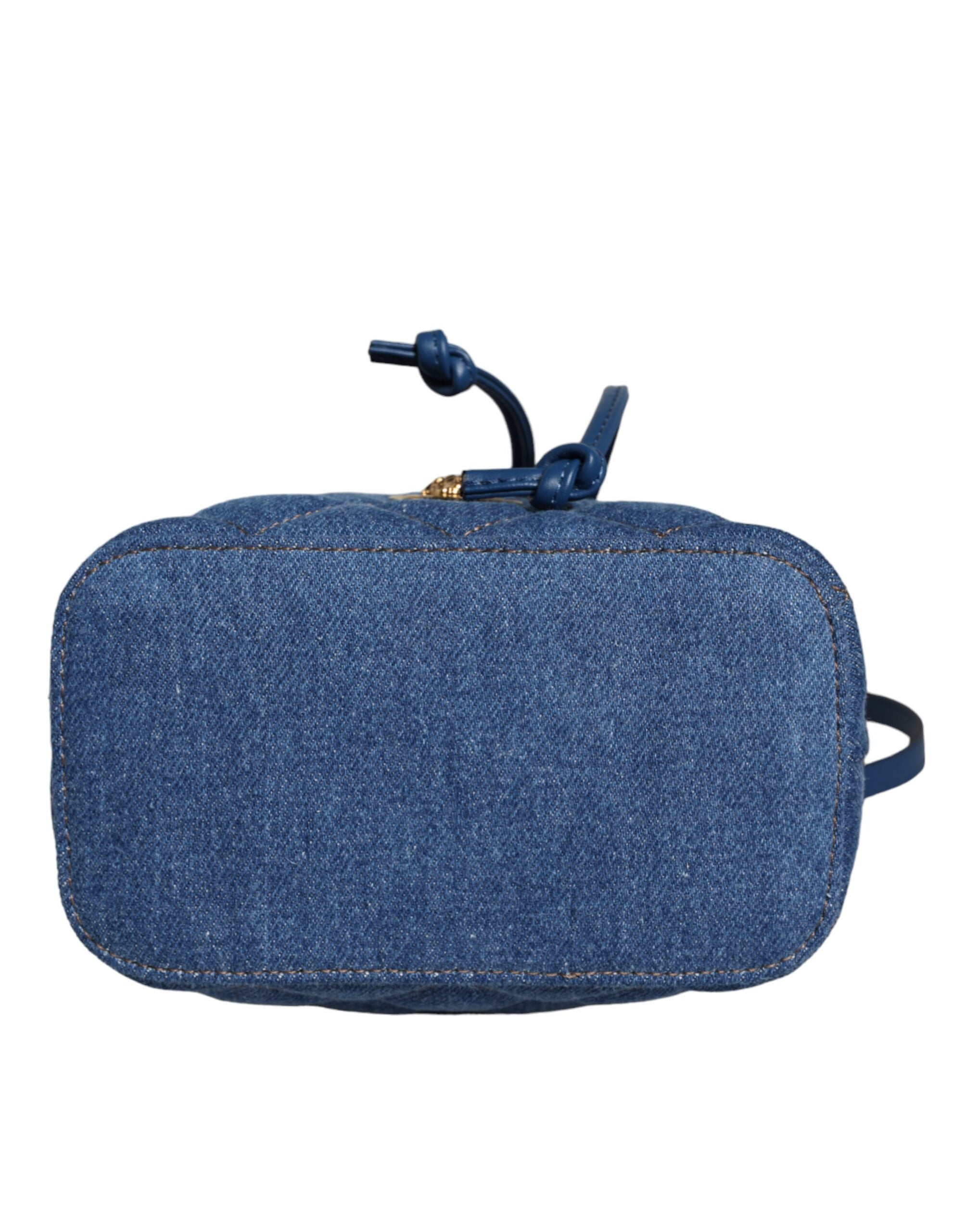 Bolsa de ombro transversal de couro jeans acolchoado azul Versace