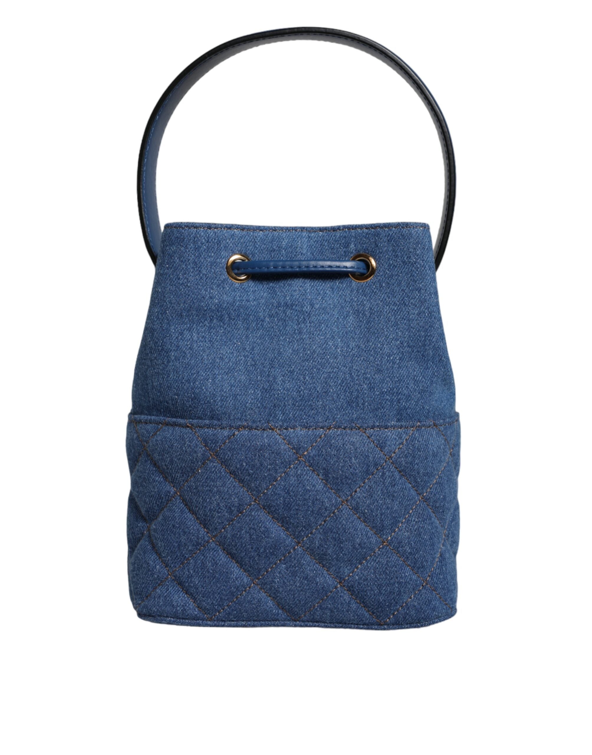 Bolsa de ombro transversal de couro jeans acolchoado azul Versace