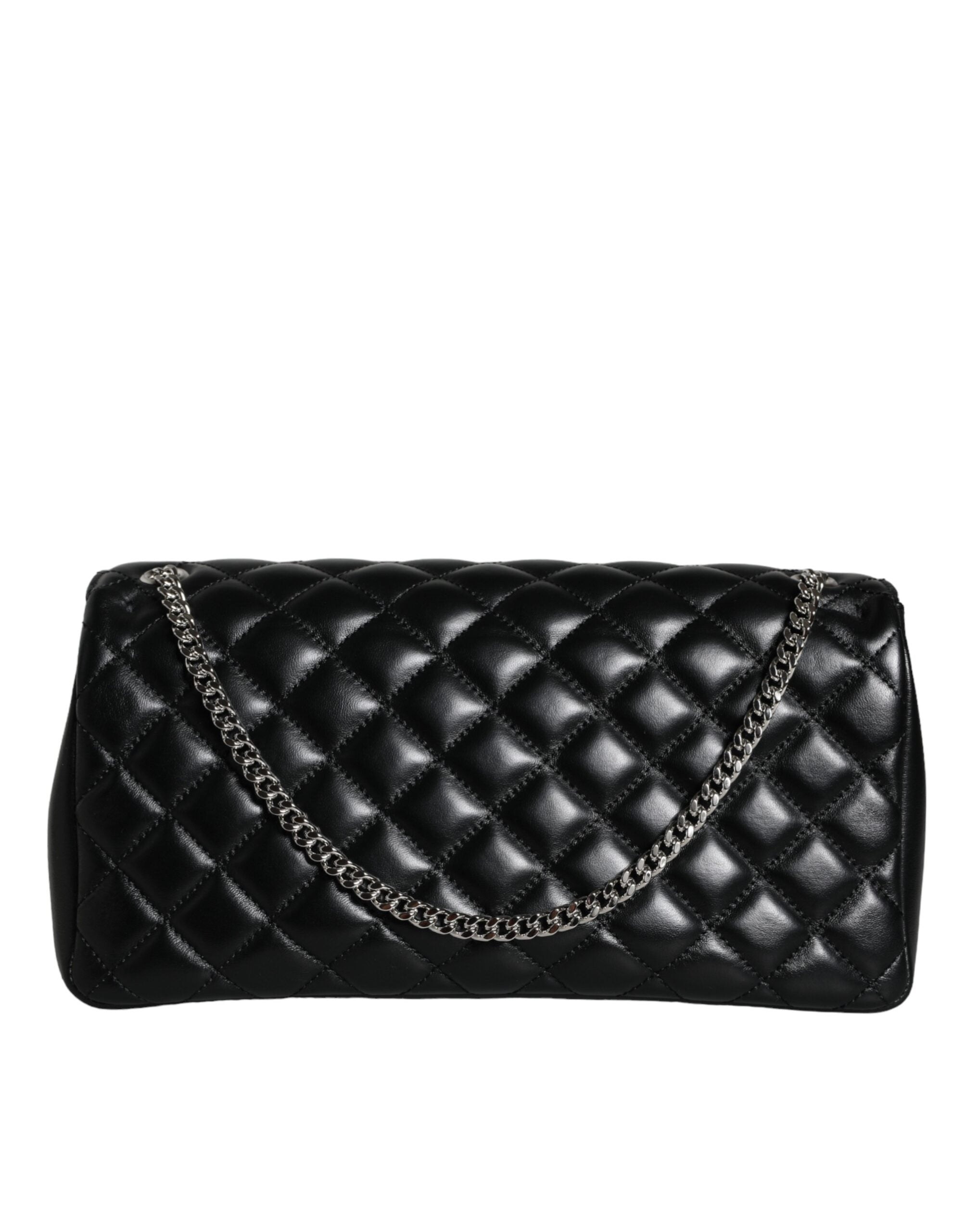 Bolsa de ombro transversal Versace em couro de cordeiro acolchoado preto