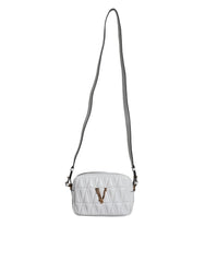 Bolsa de ombro transversal Versace em couro napa acolchoado branco
