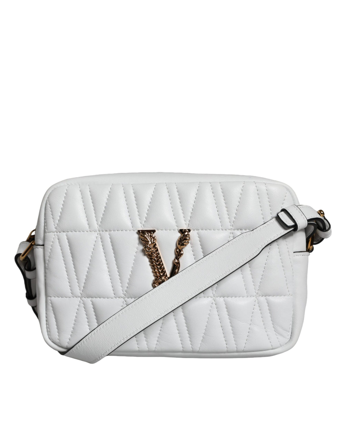 Bolsa de ombro transversal Versace em couro napa acolchoado branco