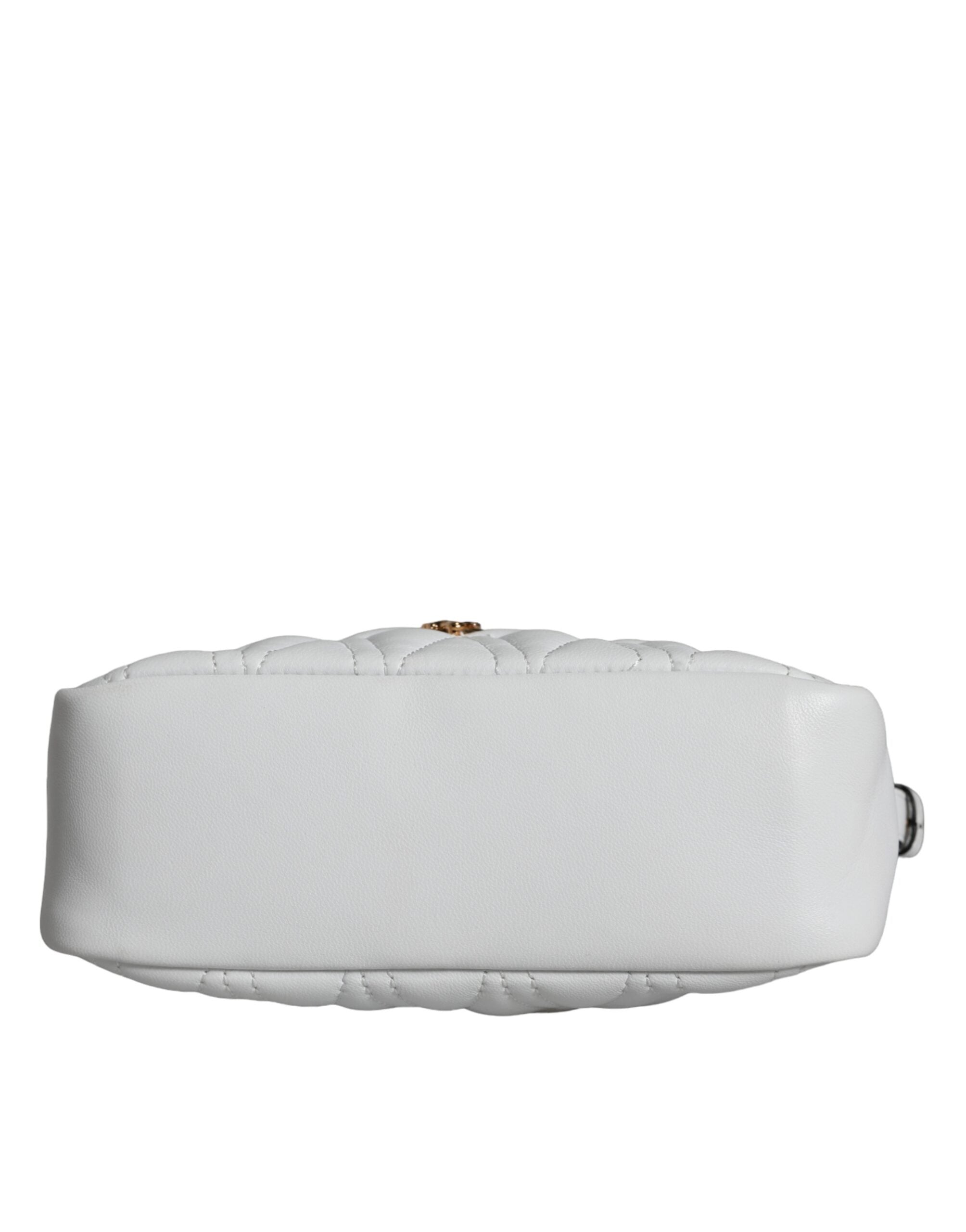 Bolsa de ombro transversal Versace em couro napa acolchoado branco
