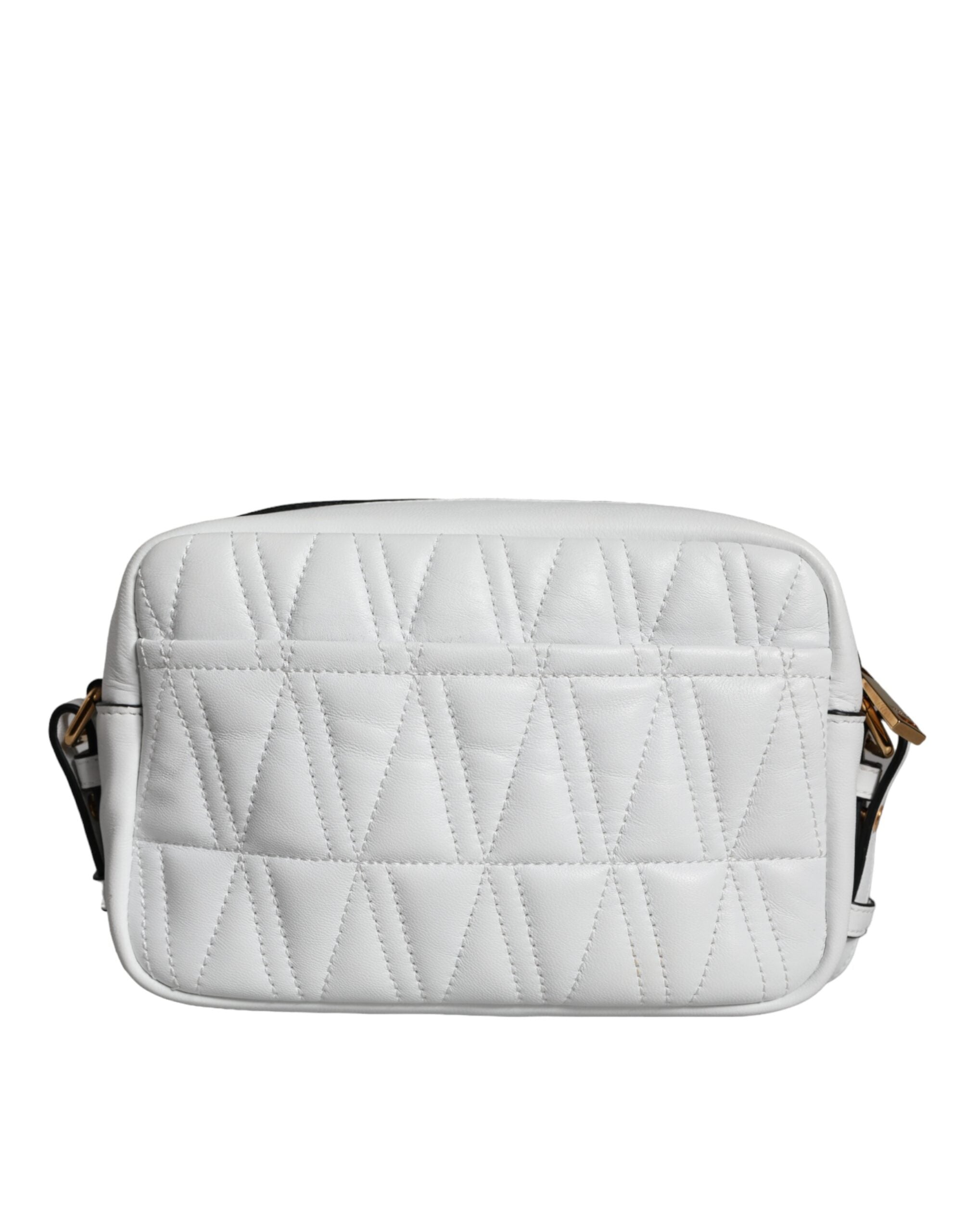 Bolsa de ombro transversal Versace em couro napa acolchoado branco