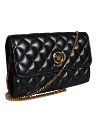 Bolsa de ombro transversal Versace em couro napa acolchoado preto