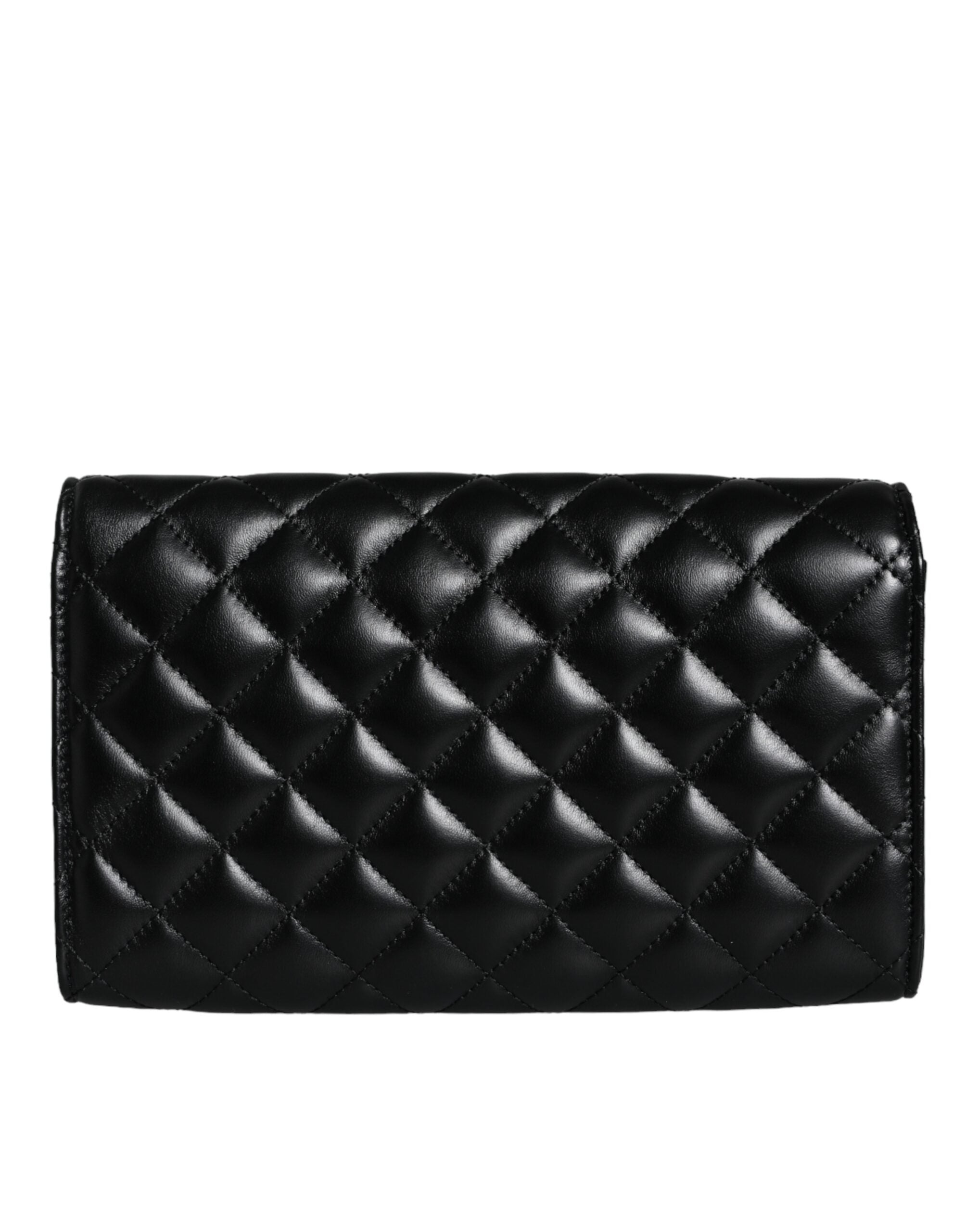 Bolsa de ombro transversal Versace em couro napa acolchoado preto