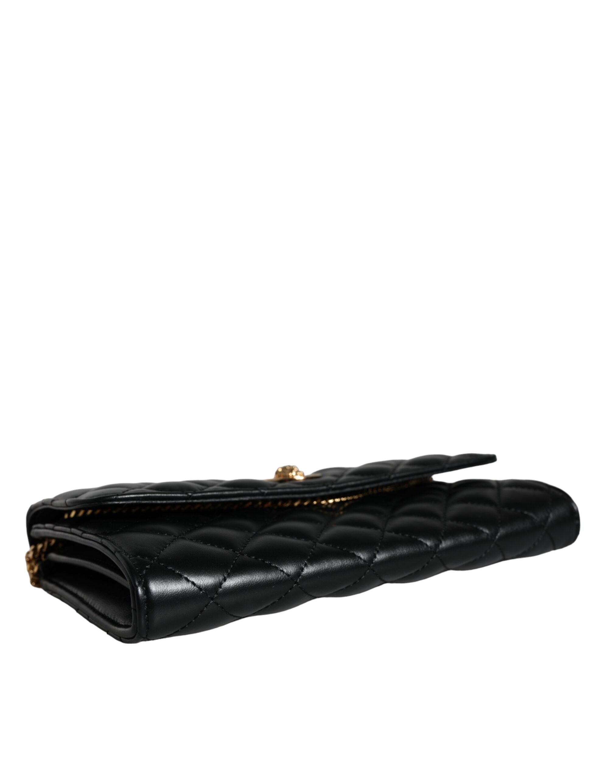 Bolsa de ombro transversal Versace em couro napa acolchoado preto
