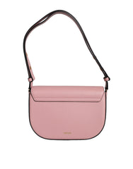 Bolsa de ombro transversal com logotipo em couro de bezerro granulado rosa Versace