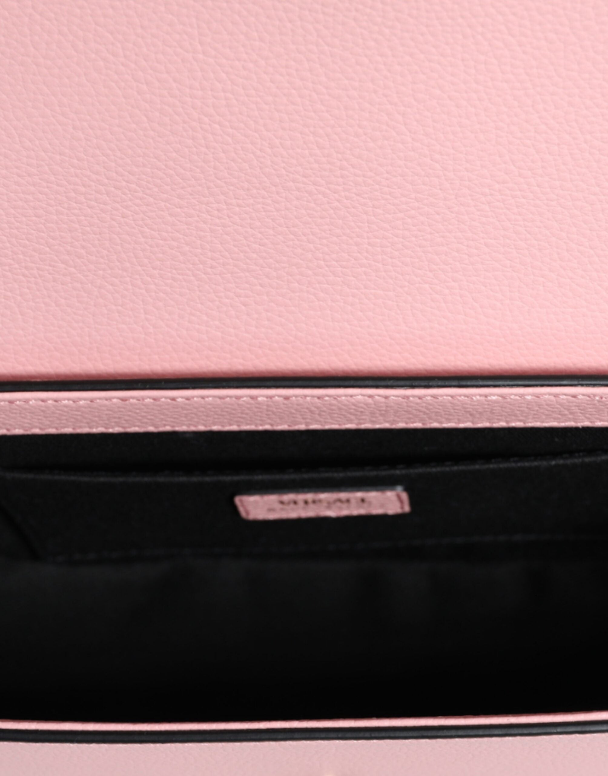 Bolsa de ombro transversal com logotipo em couro de bezerro granulado rosa Versace