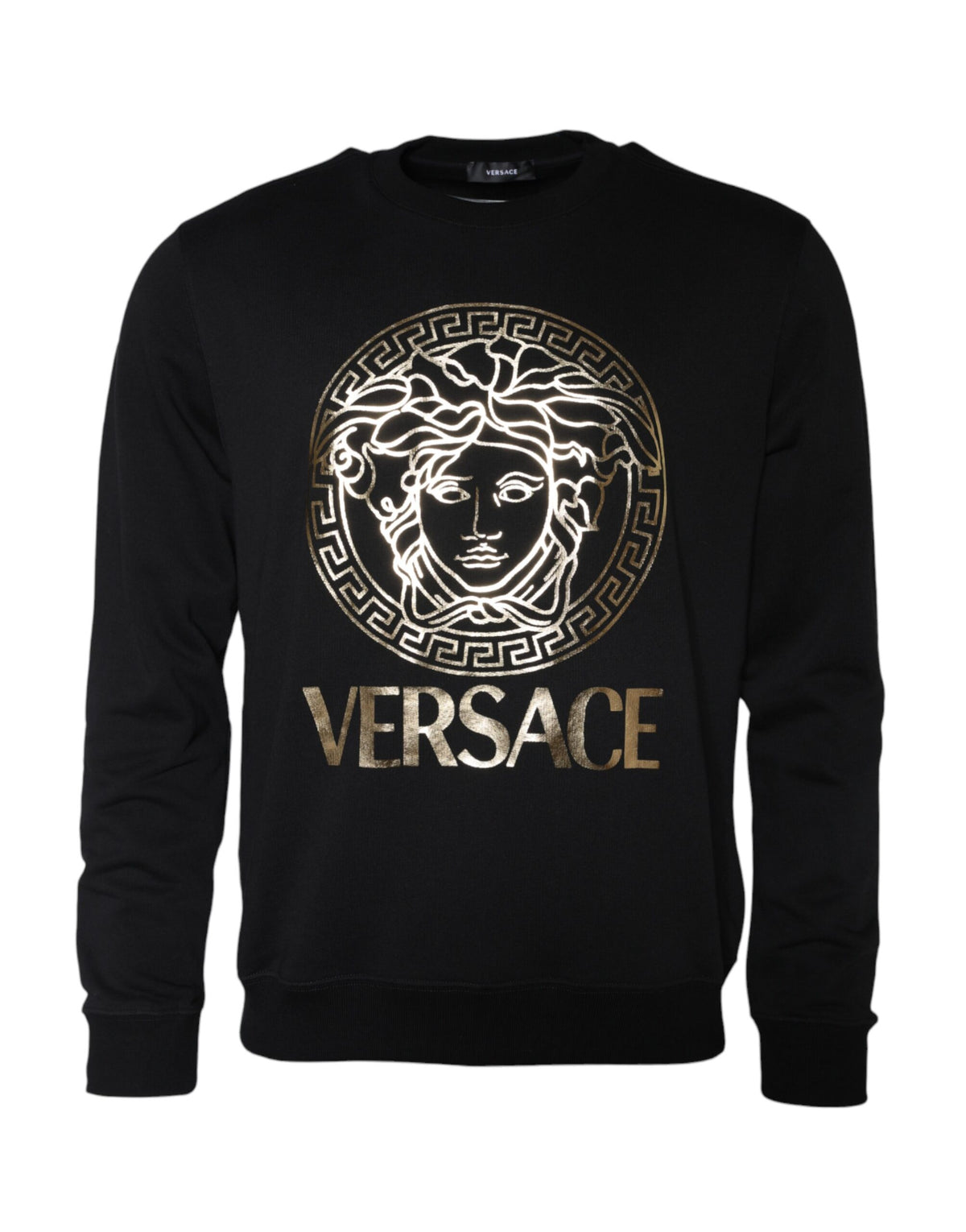 Suéter de gola redonda de algodão Medusa Fleece preto Versace
