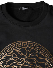 Suéter de gola redonda de algodão Medusa Fleece preto Versace