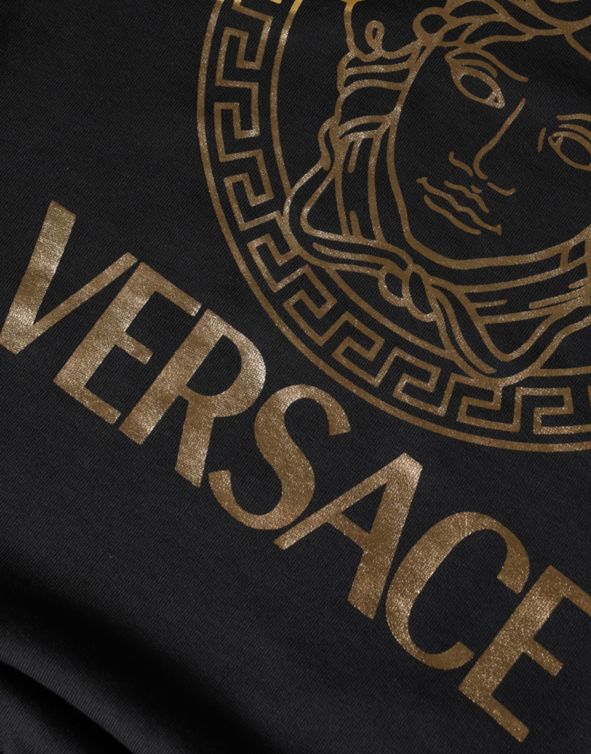 Suéter de gola redonda de algodão Medusa Fleece preto Versace
