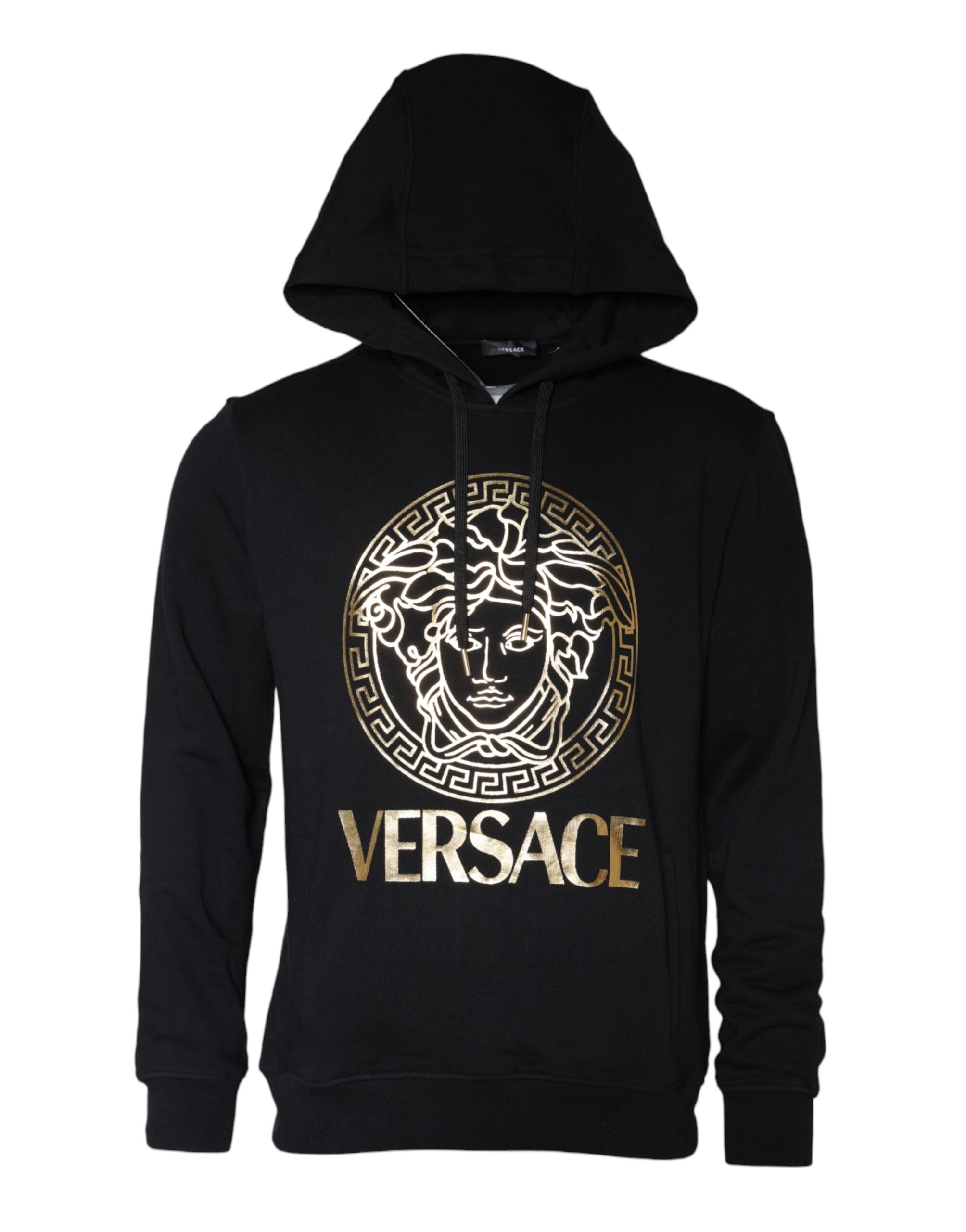 Moletom com capuz de algodão com estampa de Medusa preta Versace