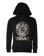 Moletom com capuz de algodão com estampa de Medusa preta Versace